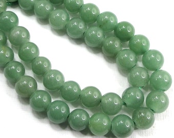 Green Aventurine, Large Hole Bead, 10mm, Dakota Stones, Round, Smooth, Natural Gemstone Beads, 8 Inch Strand - ID 2420