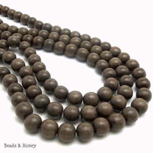 Graywood, 10mm, Round, Smooth, Natural Wood Beads, 16 Inch Strand ID 1041 image 3