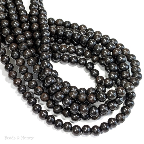 Ebony Wood Beads, 8mm, Round, Dark Brown and Black, Kamagong, Natural Wood Beads, Smooth, 16-Inch Strand - ID 1045-DK