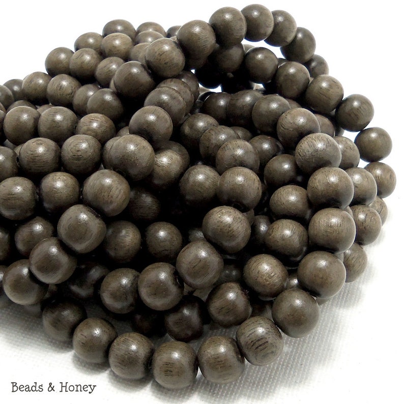Graywood Beads, 8mm, Round, Gray/Brown, Smooth, Small, Artisan Handmade, Natural Wood Beads, 16-Inch Strand ID 1386 image 5
