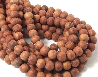 Unfinished Bayong Wood, 8mm, Unwaxed, Matte, Raw, Round, Smooth, Natural Wood Beads, 16-Inch Strand - ID 1836