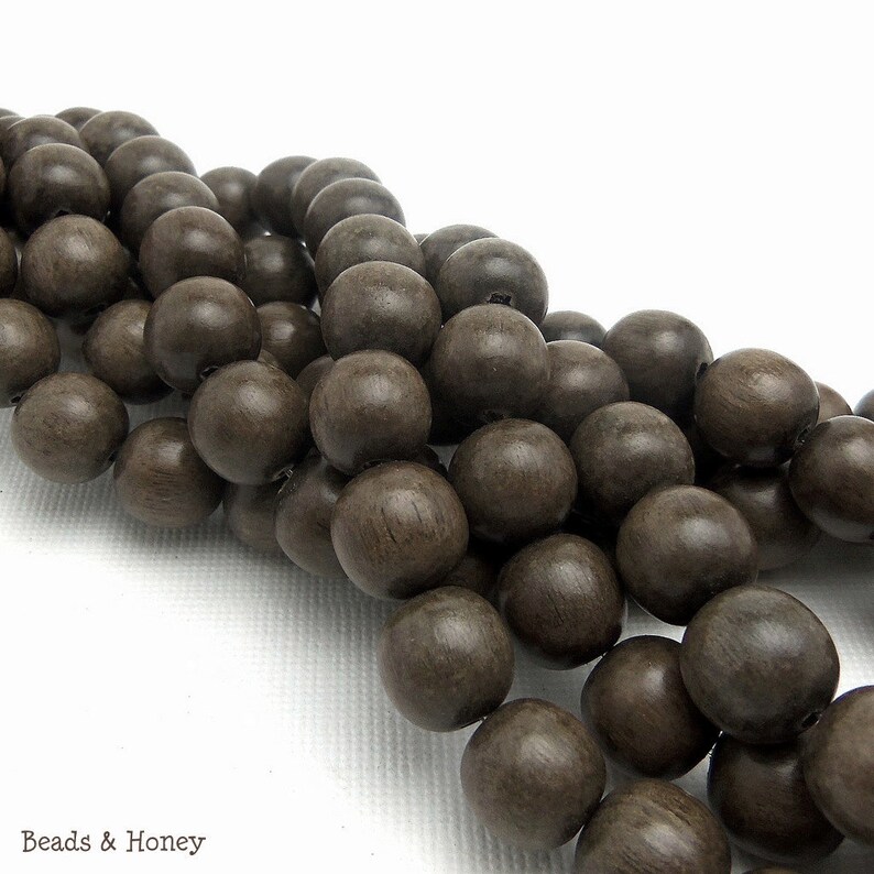 Graywood, 10mm, Round, Smooth, Natural Wood Beads, 16 Inch Strand ID 1041 image 2