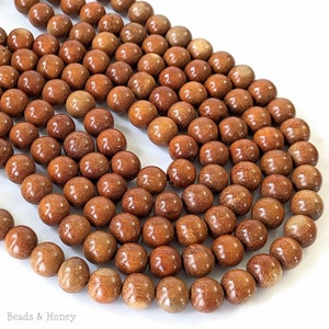 Sibucao, 14mm - 15mm, Natural Redwood Beads, Wood Bead, Round, Smooth, Large, 16-Inch Strand - ID 1640