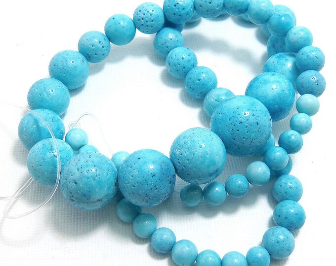 Sponge Coral Light Blue Round Graduated Smooth Beads Etsy