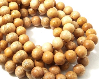 Meranti Wood Beads, 12mm, "Philippine Mahogany," Light, Round, Natural Wood Beads, Smooth, Large, 16 Inch Strand - ID 2170-LT