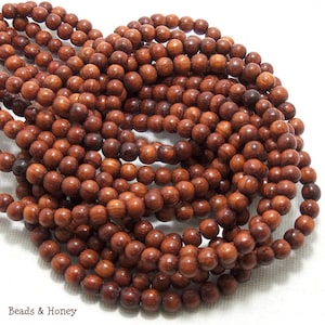 Bayong Wood, Round, 4mm 5mm, Natural Wood Beads, Smooth, Very Small, Full 16 Inch Strand, 90pcs ID 1380 image 1