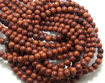 Bayong Wood, Round, 4mm - 5mm, Natural Wood Beads, Smooth, Very Small, Full 16 Inch Strand, 90pcs - ID 1380