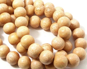 Meranti Wood Beads, 14mm - 15mm, "Philippine Mahogany," Light, Round, Natural Wood Beads, Smooth, Large, 16 Inch Strand - ID 2171-LT