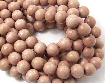 Rosewood Beads, 12mm, Round, Pink/Tan, Smooth, Philippine Rosewood, Natural Wood Beads, Artisan Handmade, Large, 16-Inch Strand - ID 1336
