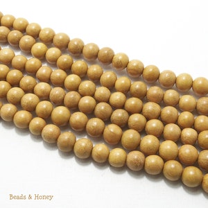 Nangka Wood, 10mm, Round, Natural Wood Beads, Golden Brown/Yellow, Artisan Handmade, 16-Inch Strand ID 1411 image 3