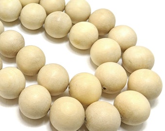 Unfinished Whitewood, 20mm, Unwaxed, Unbleached, Round, Natural Wood Beads, Philippine, Smooth, Large, Big, 16-Inch Strand - ID 2461