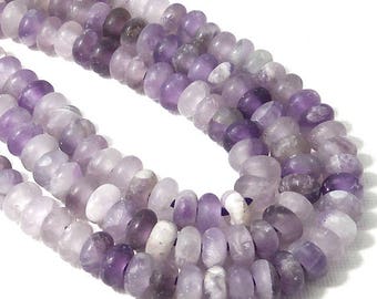 Cape Amethyst, Matte Finish, Large Hole Bead, 8mm, Dakota Stones, Rondelle, Smooth, Purple and White, Gemstone Bead, 8 Inch Strand - ID 2379