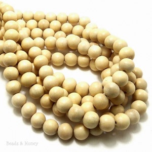 Whitewood, 8mm, Round, Unbleached, Polished, Philippine, Natural Wood Beads, Smooth, Small, Full 16 Inch Strand, 50pcs - ID 2038
