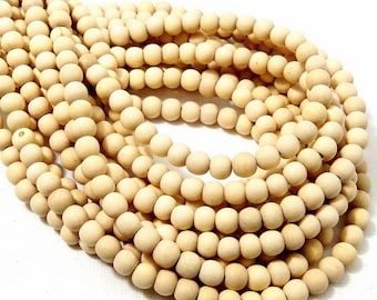 Unfinished Whitewood Bead, 4mm - 5mm, Unwaxed, Unbleached, Round, Philippine, Natural Wood Beads, Smooth, Very Small, 16 In Strand - ID 2172