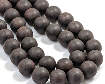 Unfinished Ebony Wood Bead, 19mm-20mm, Unwaxed, Dark Brown/Black, Banded, Round, Chunky, Large, Natural Wood Bead, 16-Inch Strand - ID 2732