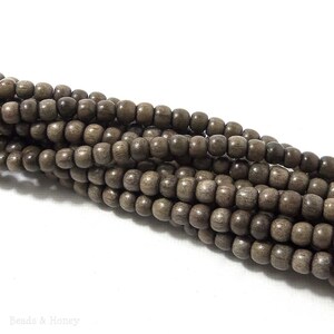 Graywood, Natural Wood Beads, Round, Smooth, 4mm 5mm, Small, 16 Inch Strand ID 1388 image 2