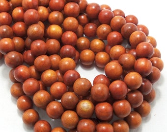 Sibucao Wood 12mm, Round, Large, Smooth, Natural Redwood Beads, Full 16 Inch Strand, 36pcs - ID 1403