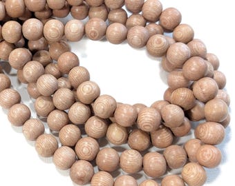 Rosewood Beads, Round, 10mm, Pink/Tan/Brown, Light/Dark, Smooth, Natural Wood Beads, Artisan Handmade Beads, 16 Inch Strand - ID 1051