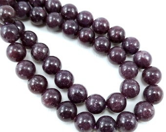 Lepidolite, Grade A, 10mm, Dakota Stones, Dark Purple, Round, Smooth, Violet Lepidolite, Natural Gemstone Bead, 15-In Strand - ID 2687