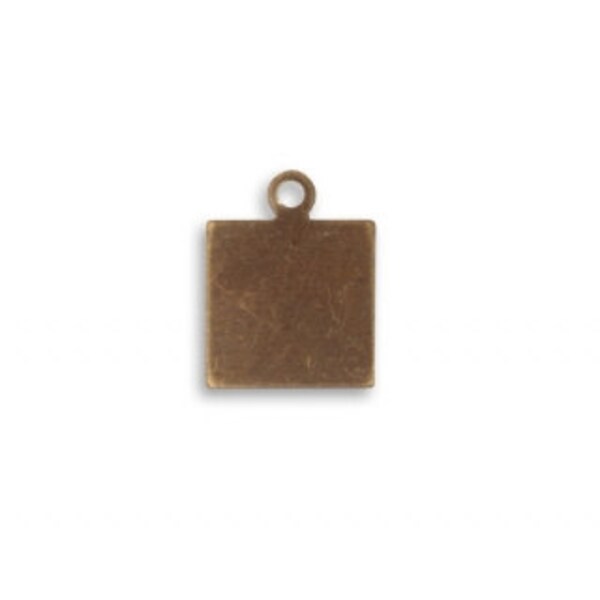 Vintaj Square Tag Altered Blanks with Loop, Set of 8, Small, 9mm, Natural Brass,  DP0002 - ID 1930