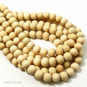 Unfinished Whitewood Bead, 8mm, Unwaxed, Unbleached, Raw, Round,  Philippine, Natural Wood Beads, Smooth, Small, 16 Inch Strand - ID 2174