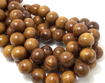 Robles Wood, 14mm - 15mm, Natural Wood Beads, Round, Smooth, Large, Full Strand, 28pcs - ID 1461