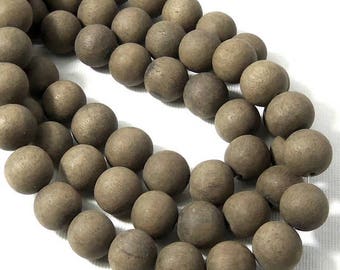 Unfinished Graywood, 12mm, Unwaxed, Dark Gray to Brown, Round, Smooth, Natural Wood Beads, 16 Inch Strand - ID 2164-DK