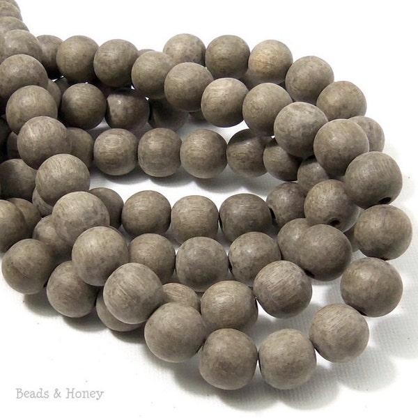 Unfinished Graywood, 10mm, Unwaxed, Round, Natural Wood Beads, 16 Inch Strand - ID 2163