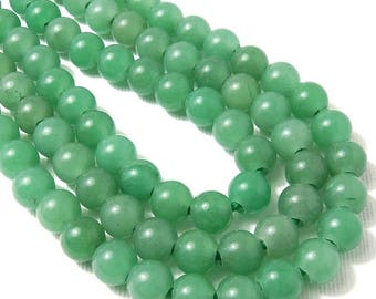 Green Aventurine, Large Hole Bead, 8mm, Dakota Stones, Round, Smooth, Gemstone Beads, 8 Inch Strand - ID 2324