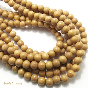 Nangka Wood, 10mm, Round, Natural Wood Beads, Golden Brown/Yellow, Artisan Handmade, 16-Inch Strand ID 1411 image 4