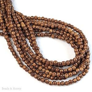 Palmwood Bead, 4mm - 5mm, Round, Smooth, Natural Wood Beads, Very Small, 16 Inch Strand - ID 1414