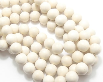 Whitewood, 14mm - 15mm, Bleached, Natural Wood Beads, Philippine, Round, Smooth, Large, 16 Inch Strand - ID 1465