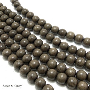 Graywood Beads, 8mm, Round, Gray/Brown, Smooth, Small, Artisan Handmade, Natural Wood Beads, 16-Inch Strand ID 1386 image 3