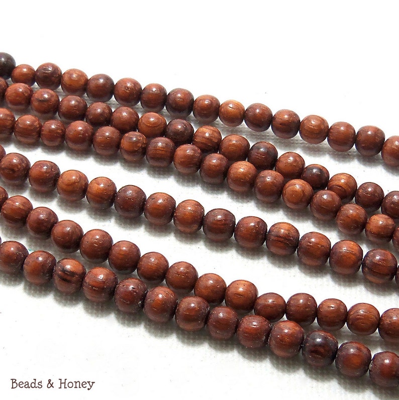 Bayong Wood, Round, 4mm 5mm, Natural Wood Beads, Smooth, Very Small, Full 16 Inch Strand, 90pcs ID 1380 image 3