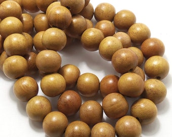 Nangka, Natural Wood Beads, Round, Smooth, 14mm-15mm, Large, Full Strand, 28-29pcs - ID 1459