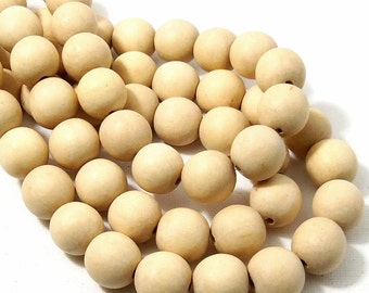 Unfinished Whitewood, 14mm - 15mm, Unwaxed, Unbleached, Philippine, Round, Natural Wood Beads, Smooth, Large, 16 Inch Strand - ID 2177