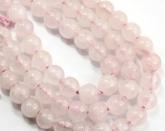 Rose Quartz, Large Hole Bead, 10mm, Dakota Stones, Round, Smooth, Pale Pink, Gemstone Beads, 8-Inch Strand - ID 2417