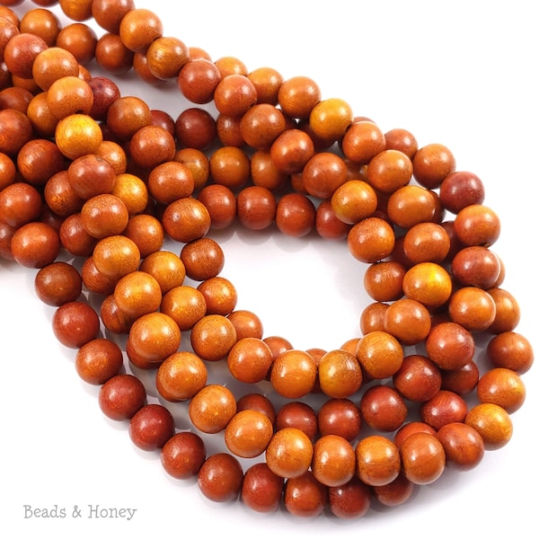 Sibucao Wood, 8mm, Round, Small, Smooth, Natural Redwood Beads, 16-Inch Strand - ID 1047