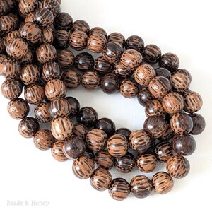 Patikan Wood Bead, 12mm - 13mm, Old Palmwood, Round, Large, Natural Wood Beads, 16 Inch Strand - ID 1675