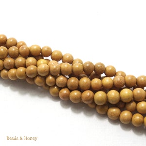 Nangka Wood, 10mm, Round, Natural Wood Beads, Golden Brown/Yellow, Artisan Handmade, 16-Inch Strand ID 1411 image 2