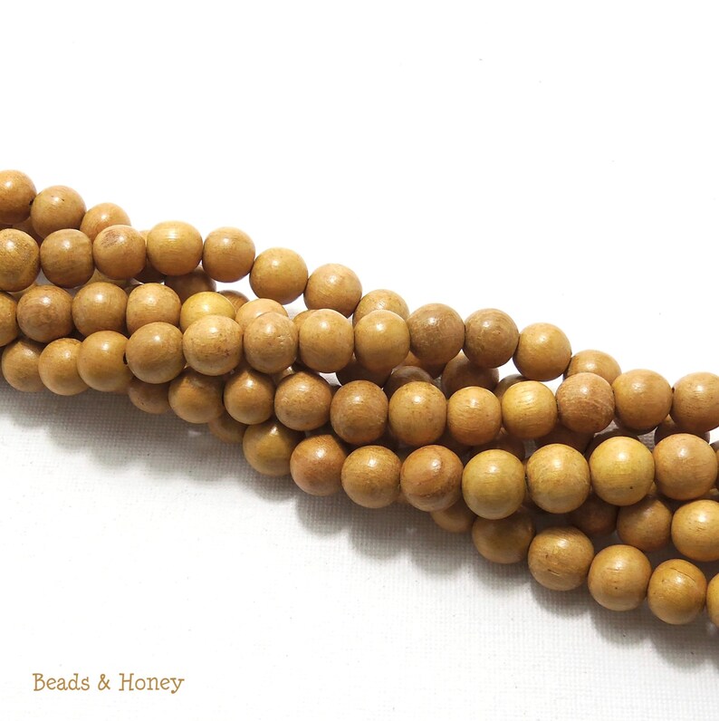 Nangka Wood, 10mm, Round, Natural Wood Beads, Golden Brown/Yellow, Artisan Handmade, 16-Inch Strand ID 1411 image 2