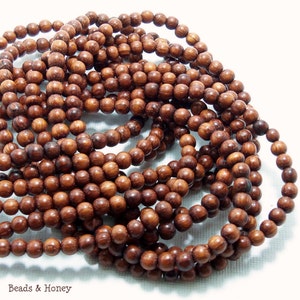 Bayong Wood, Round, 4mm 5mm, Natural Wood Beads, Smooth, Very Small, Full 16 Inch Strand, 90pcs ID 1380 image 4