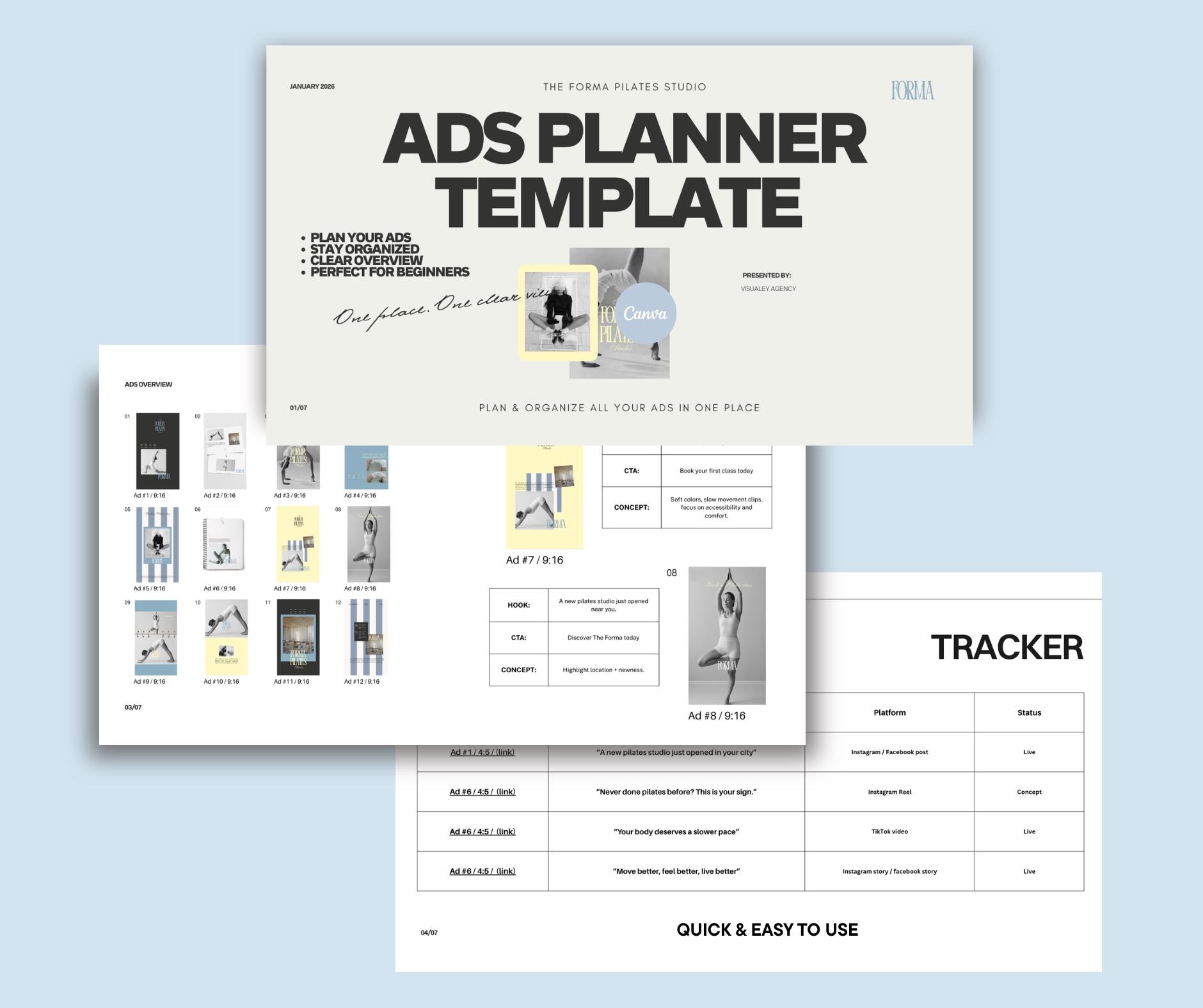 Planner Ad Examples Simple Ads Planner Template (7 Pages) | Canva Ad Organizer for ...