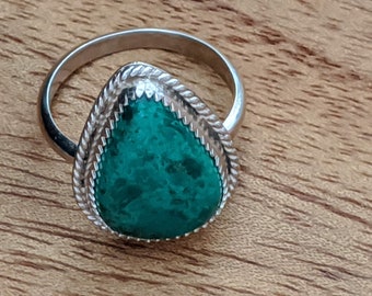 Chrysocolla and sterling silver ring - size 7 1/4