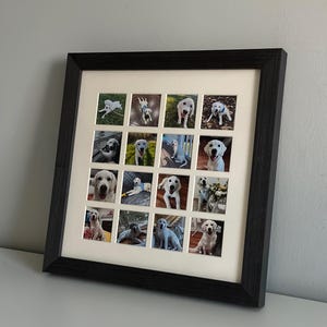 Framed Photo Collage – Personalized Grid Layout (4x4), Printed Photos, Ready to Gift