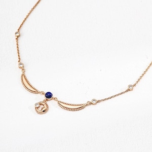 Collier de créateur en argent S925 avec lapis-lazuli et zircone cubique