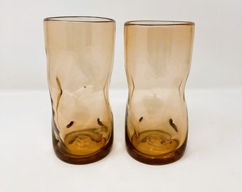 Vintage Blenko Glasses  Honey Colored  Set of 2
