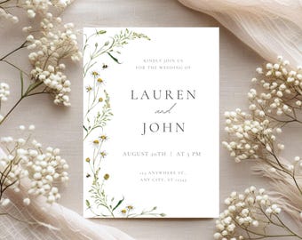 Wildflower Wedding Invitation & Save the Date Template Set | Printable Wildflower Invite | Boho Floral Set | Canva Edit | Instant Download!