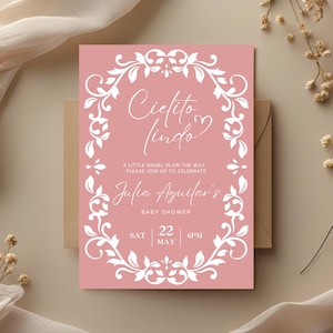 Pink Cielito Lindo Baby Shower Invitation | Pink Talavera Baby Shower Invite | Talavera Cielito Lindo Theme | Canva Edit | Instant Download