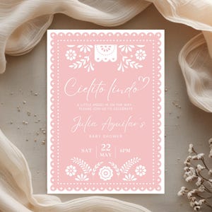 Pink Cielito Lindo Baby Shower Invitation | Papel Picado Baby Shower Invite | Cielito Lindo Theme | Canva Edit | Instant Download